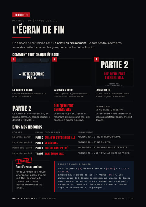 Une page du chapitre sur l'écran de fin