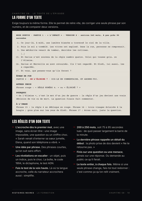 Une page du chapitre sur le texte de l'épisode